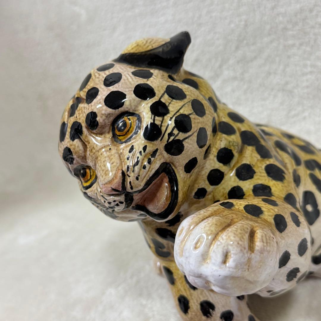 陶磁器 招き猫 招き豹 ヒョウ チーター 赤ちゃん インテリア かわいい