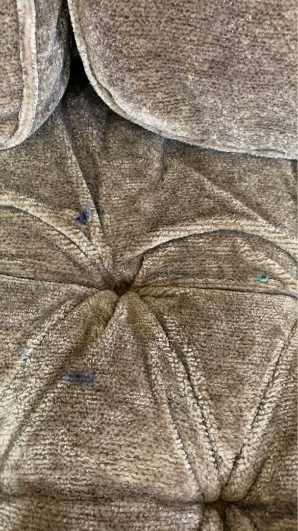 ベルベット ソファ ボタン留め ベージュ