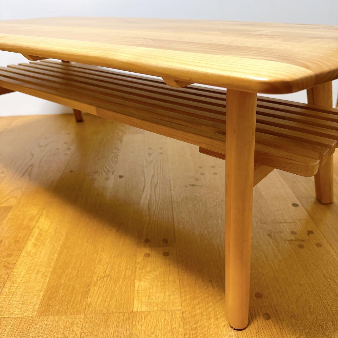 ニトリ 無垢材 天然木 センターテーブル アルナス110