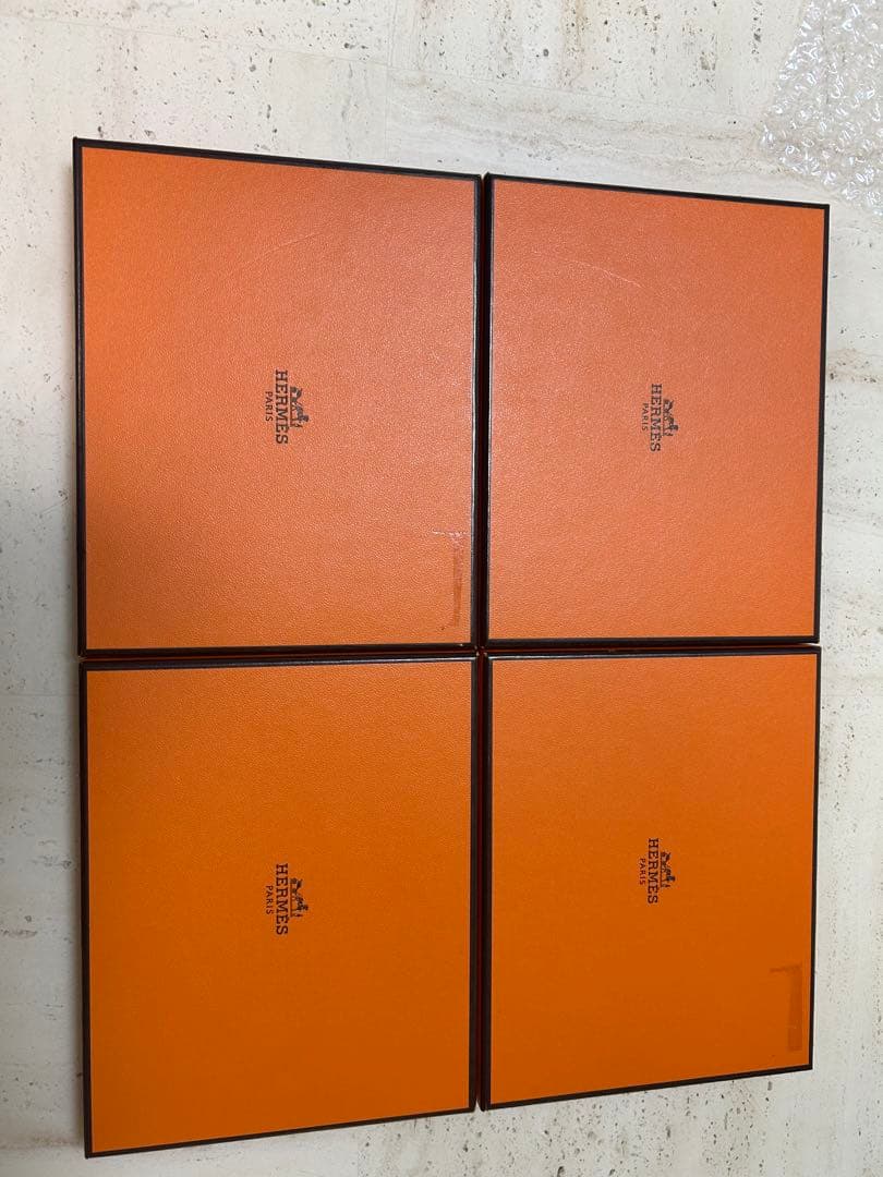 エルメス　シューヌダンクル　スクエアプレート　皿 シルバー2枚、ブルー2枚セット