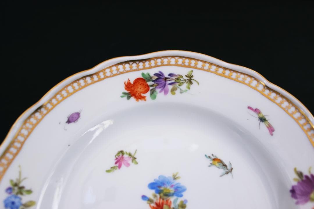 【美品】 マイセン プレート 花 昆虫 Gカンテ フラワーブーケ アンティーク