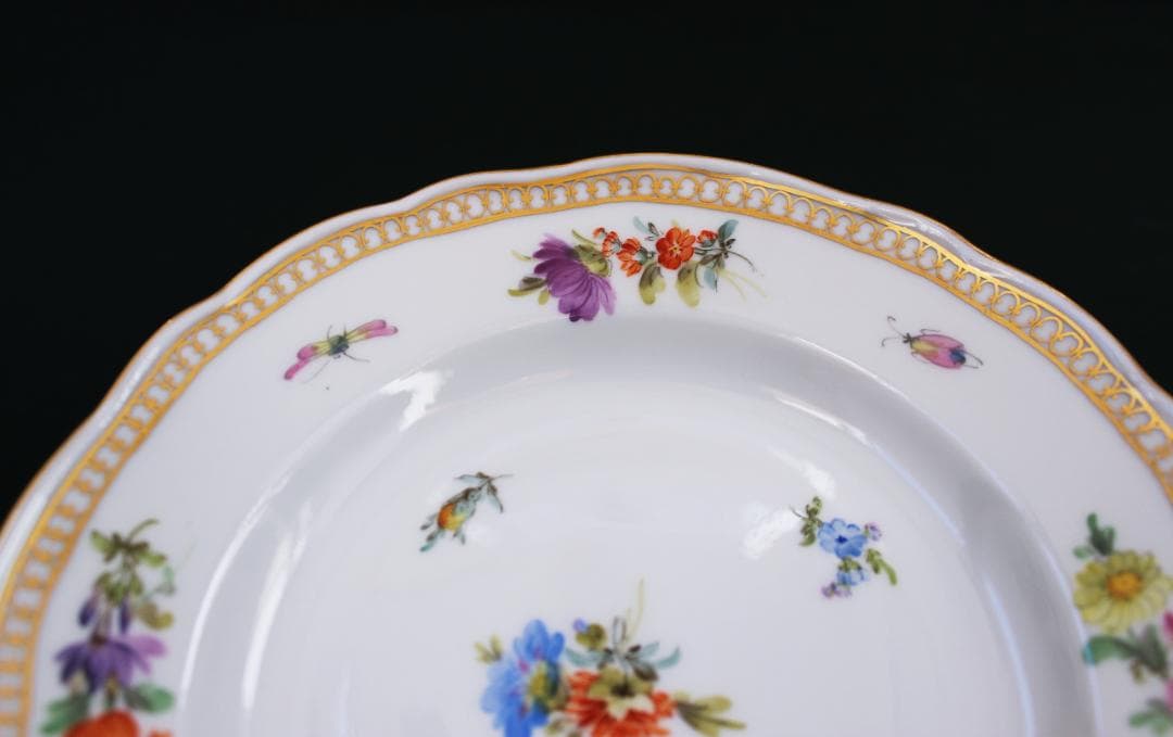 【美品】 マイセン プレート 花 昆虫 Gカンテ フラワーブーケ アンティーク