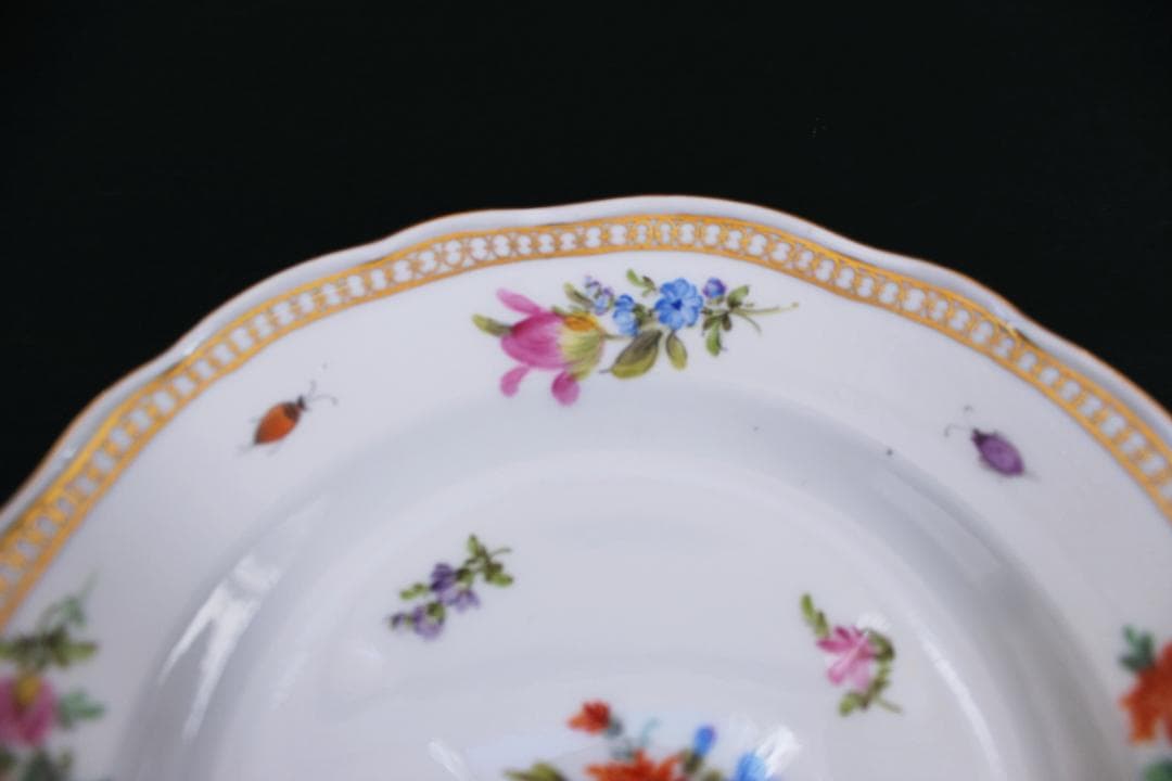 【美品】 マイセン プレート 花 昆虫 Gカンテ フラワーブーケ アンティーク