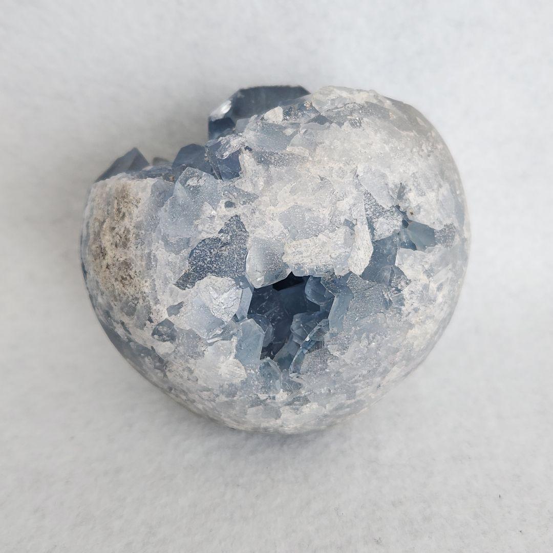 天然石 高品質 セレスタイト 卵 たまご 型 原石 549g