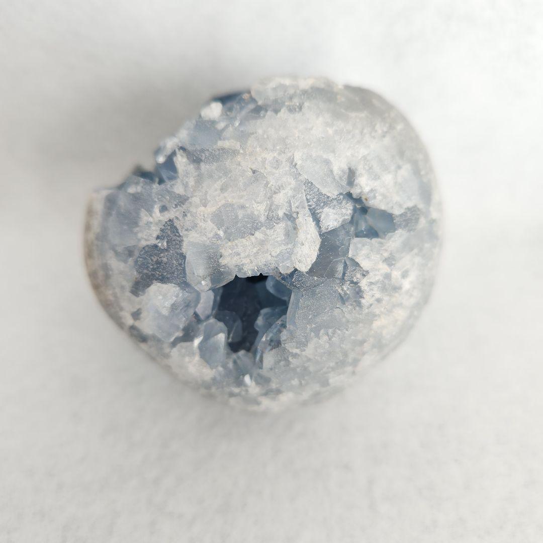 天然石 高品質 セレスタイト 卵 たまご 型 原石 549g