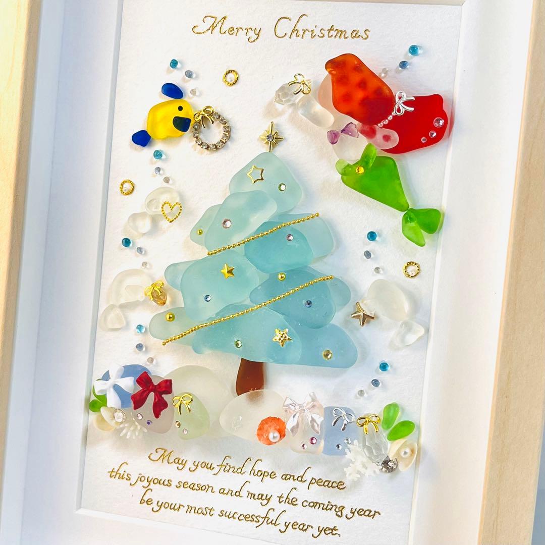 クリスマスの飾りつけ 〜人魚姫の物語〜 シーグラスアート レア No.556