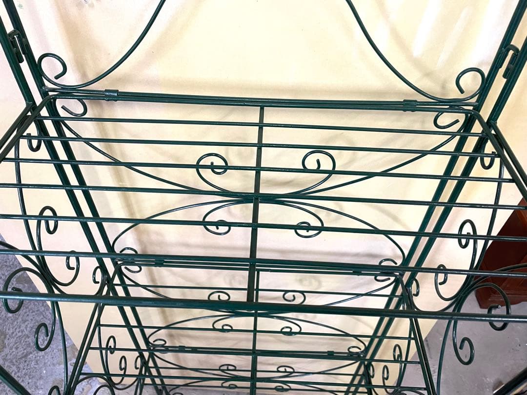 アイアンラック ４段ラック グリーン フラワースタンド 美品