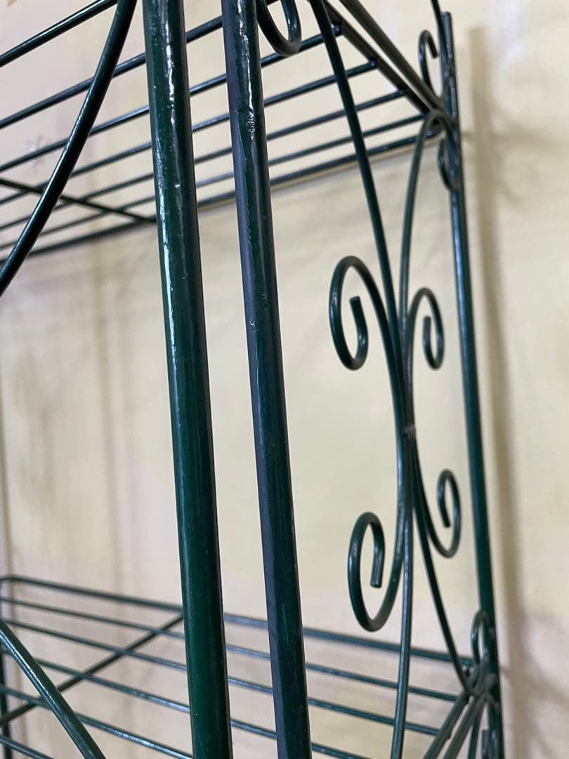 アイアンラック ４段ラック グリーン フラワースタンド 美品