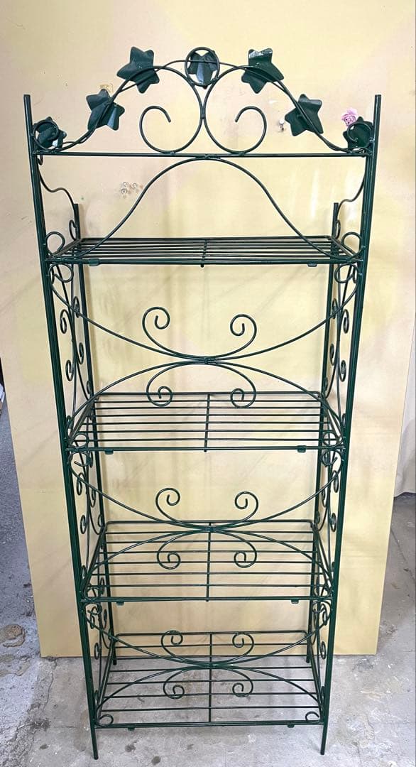 アイアンラック ４段ラック グリーン フラワースタンド 美品