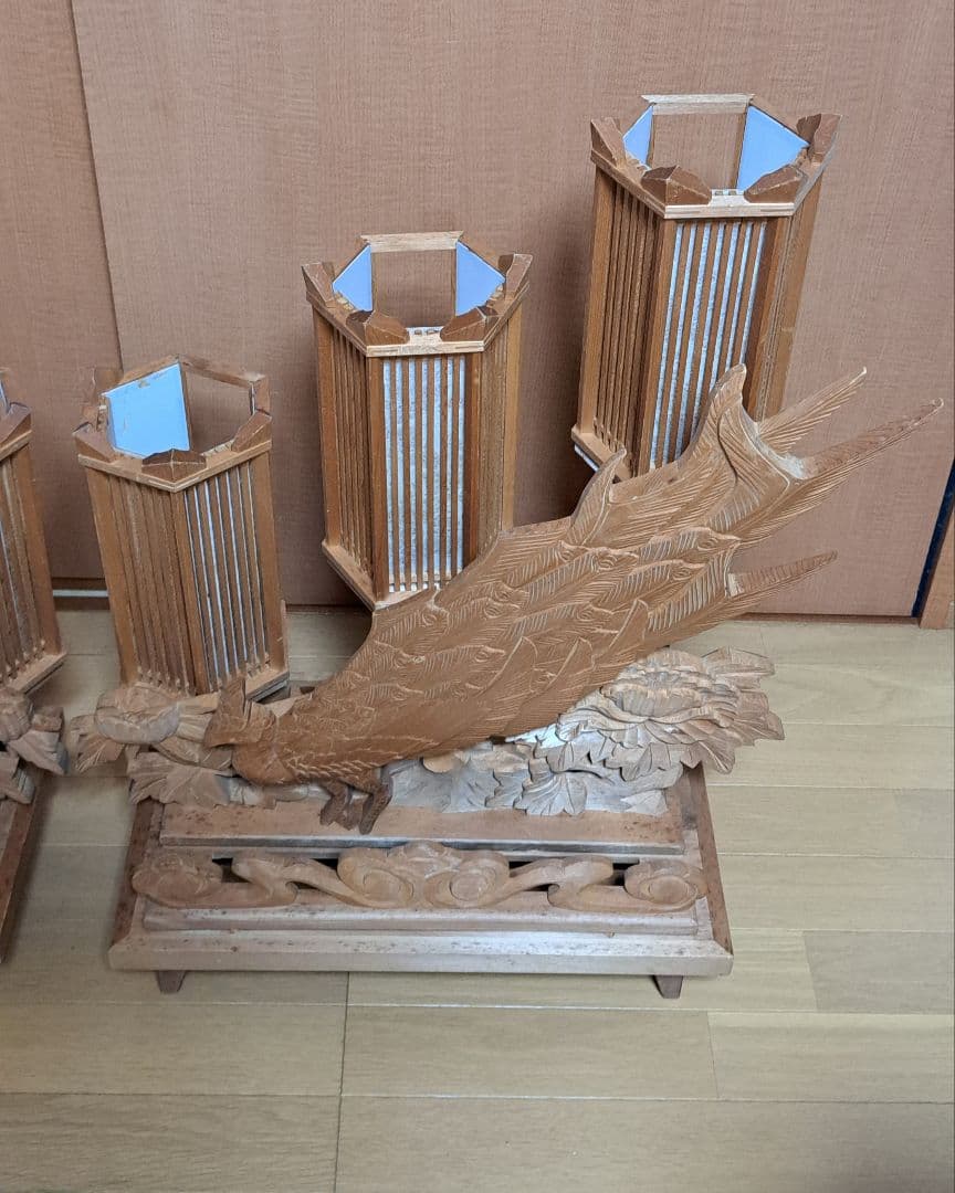 木工品 灯籠 3連1対タイプ　高さ約80cm