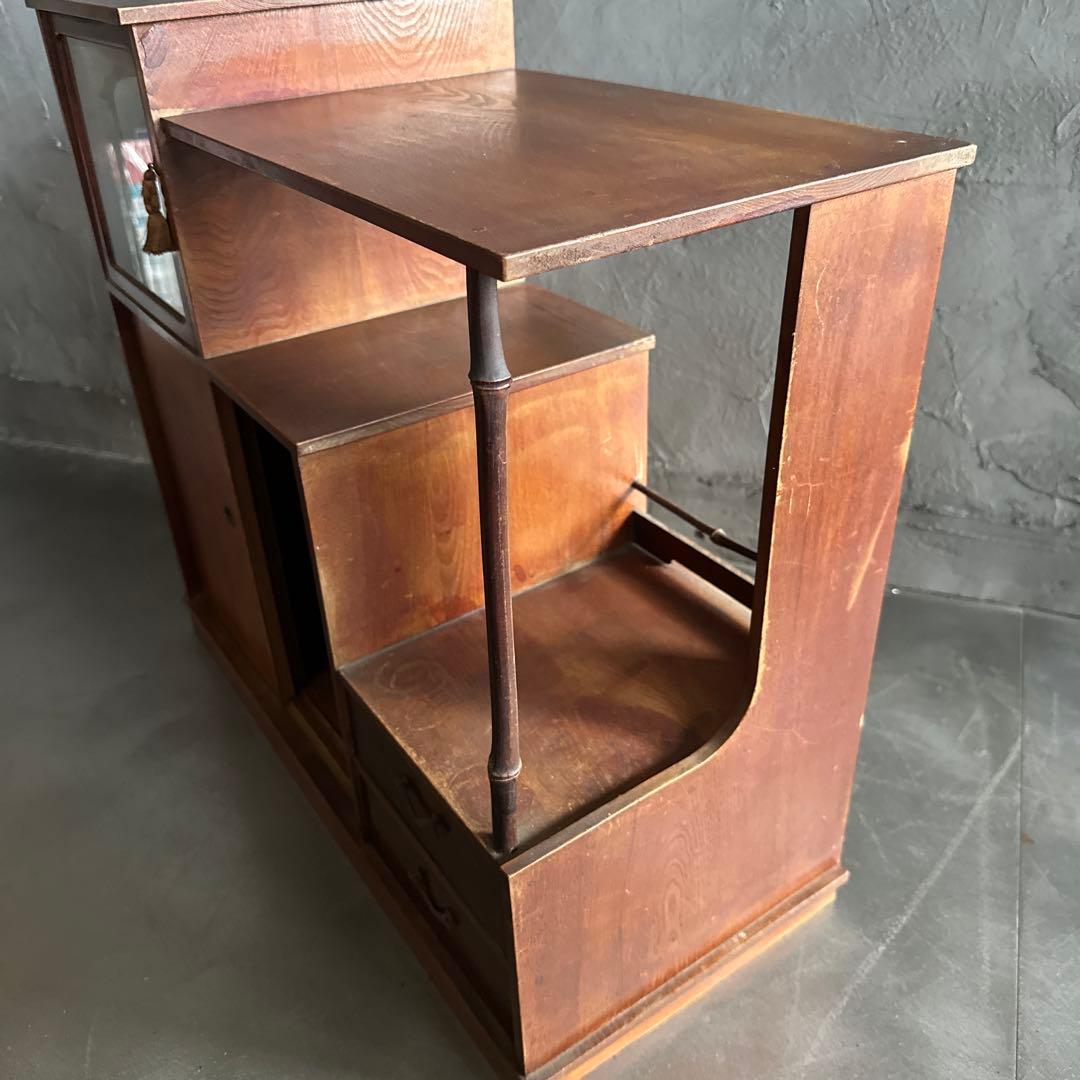 さらに！瞬間お値下げ❣️小さな茶箪笥　古ガラス入っています！ 食器棚などに可愛い