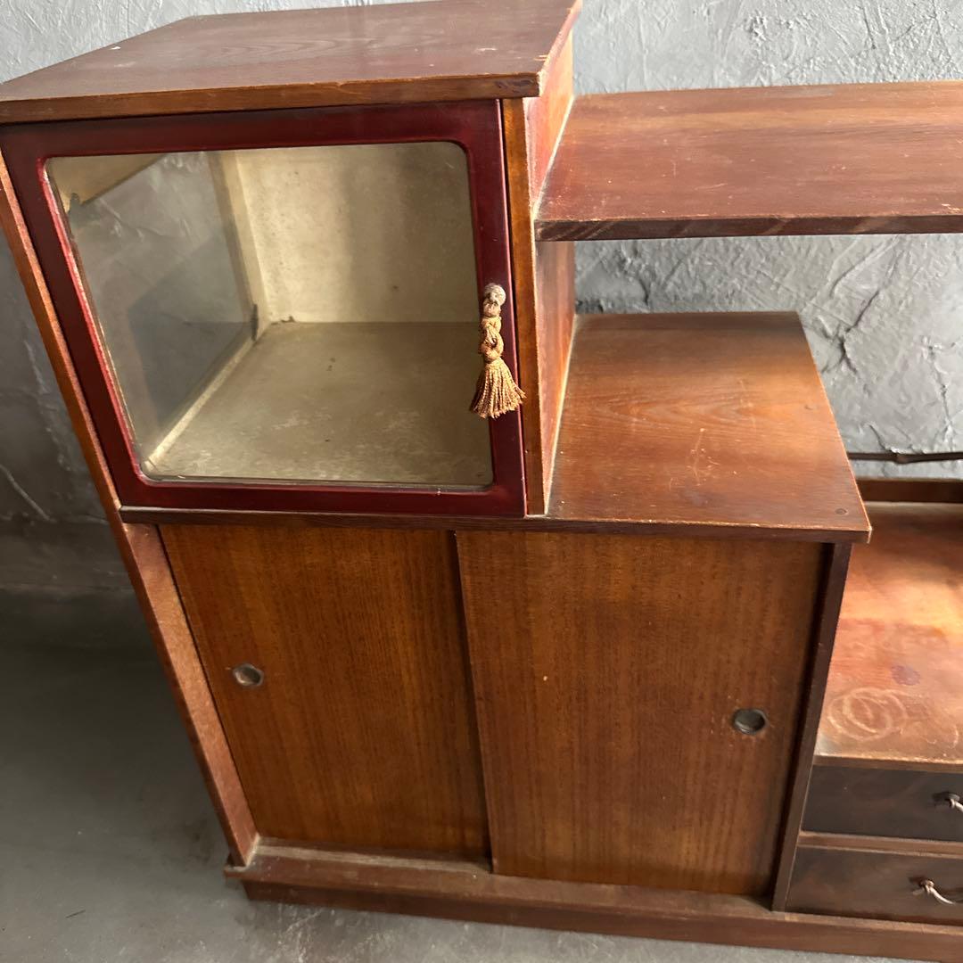 さらに！瞬間お値下げ❣️小さな茶箪笥　古ガラス入っています！ 食器棚などに可愛い