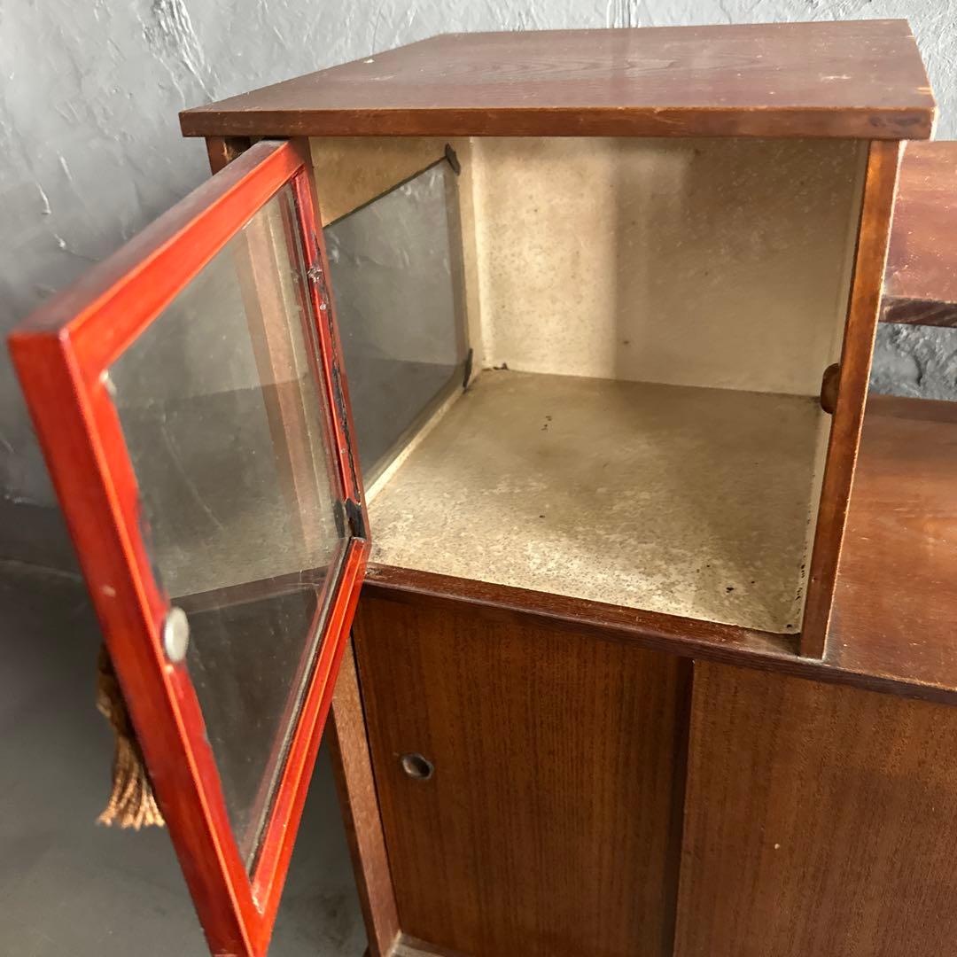 さらに！瞬間お値下げ❣️小さな茶箪笥　古ガラス入っています！ 食器棚などに可愛い