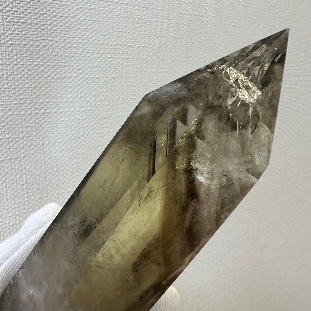 絶品☆レインボー魔除スモーキーシトリン六角柱☆ファントム パワーストーンA915