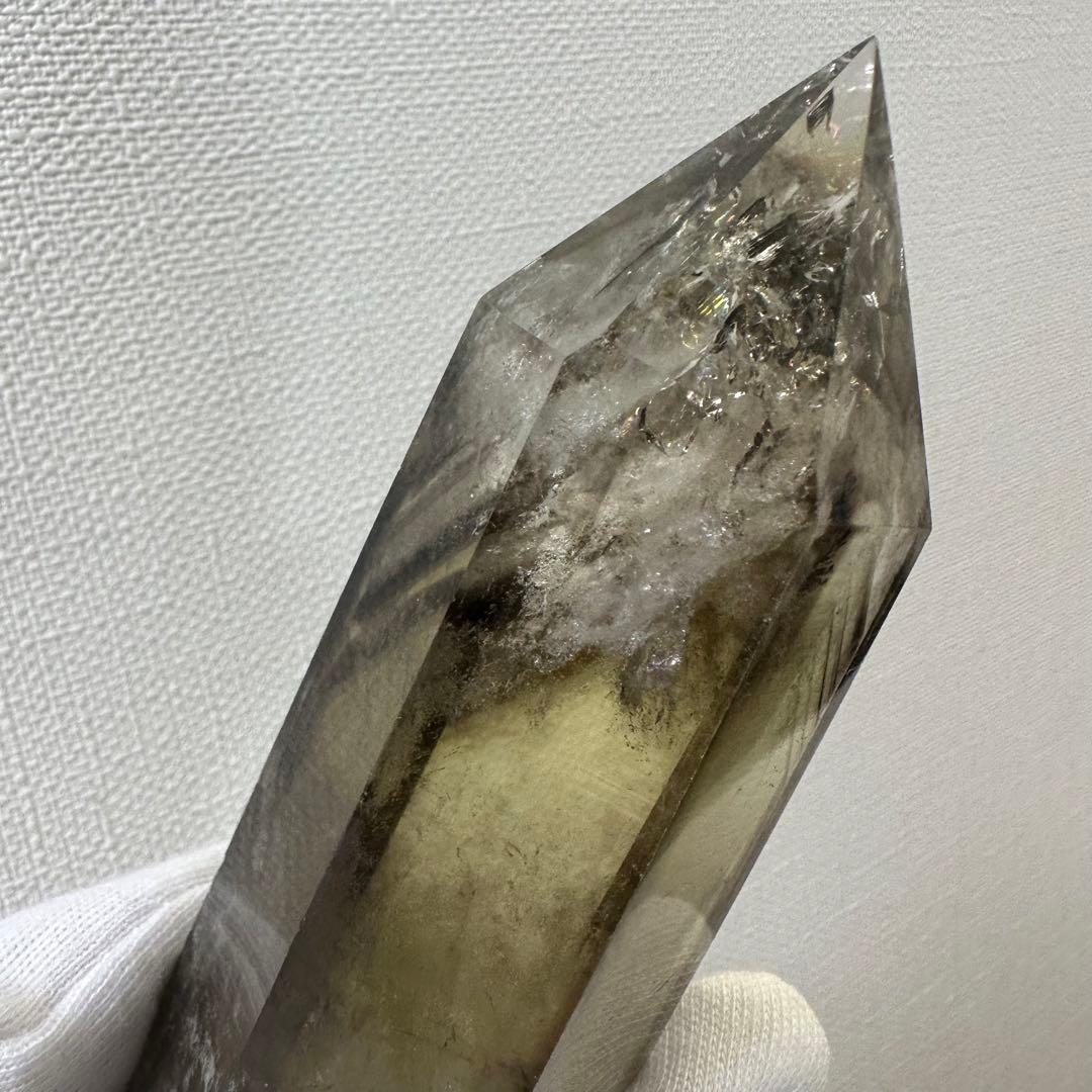 絶品☆レインボー魔除スモーキーシトリン六角柱☆ファントム パワーストーンA915