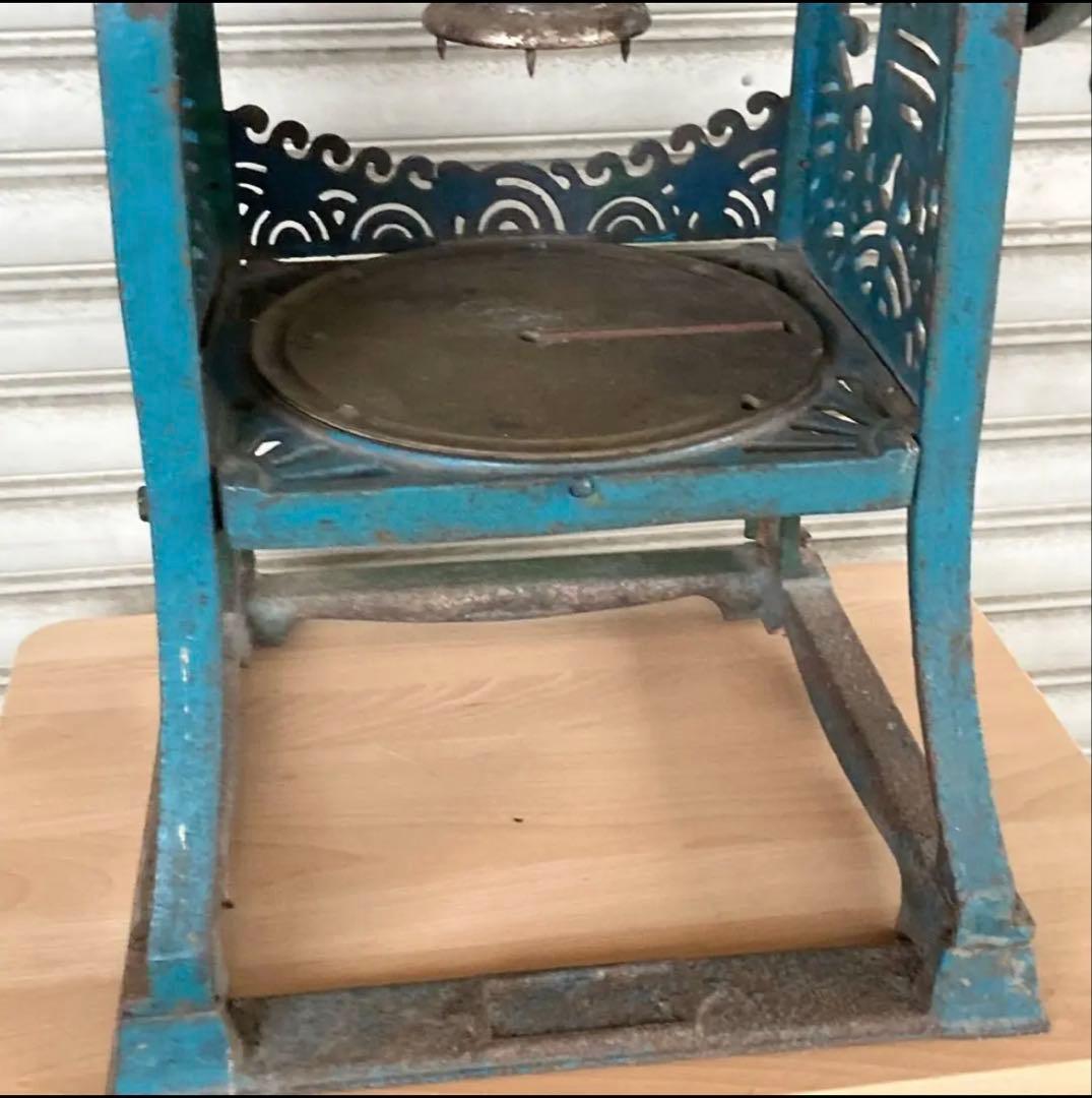 昭和 大正 レトロ 手動式 かき氷機 青緑 かき氷 アンティーク 氷削り