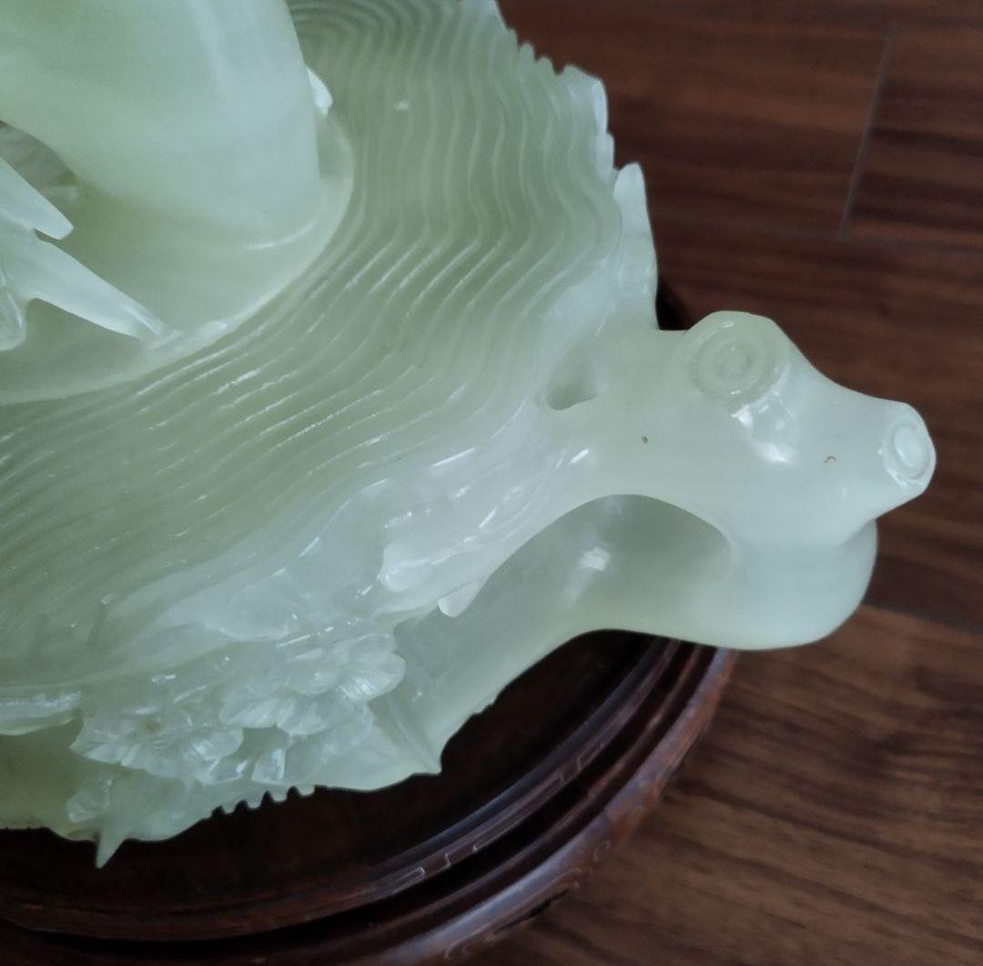 美品　希少　未使用　天然ぎょく彫刻急須