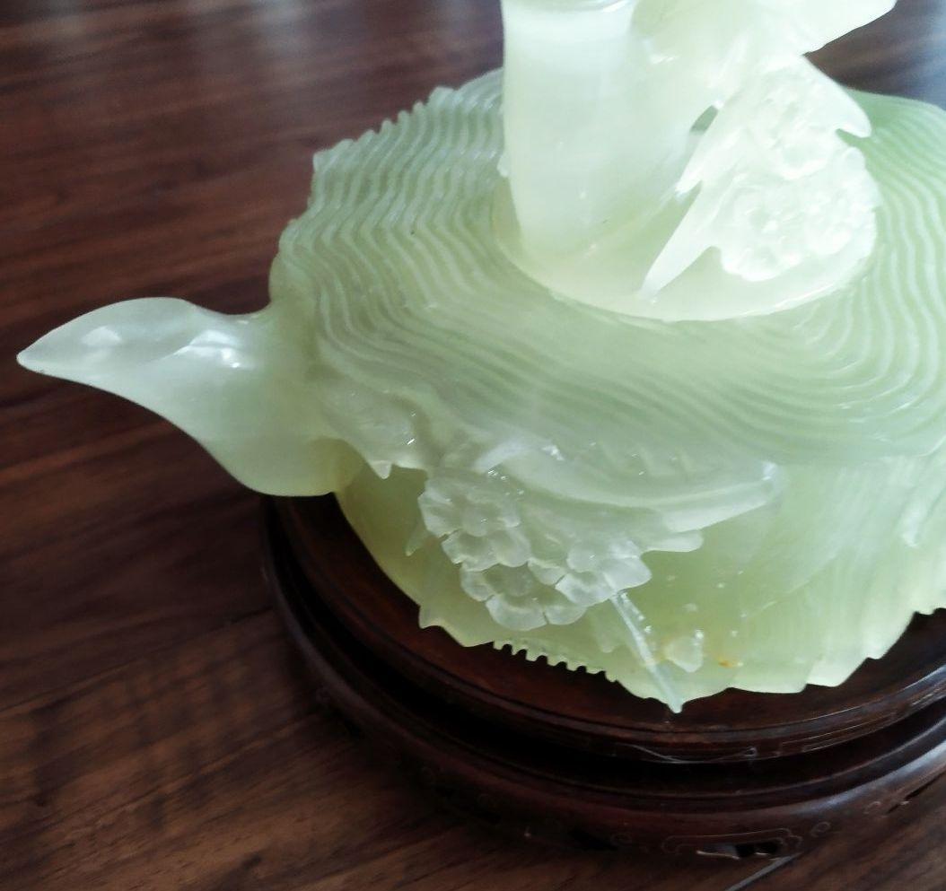 美品　希少　未使用　天然ぎょく彫刻急須