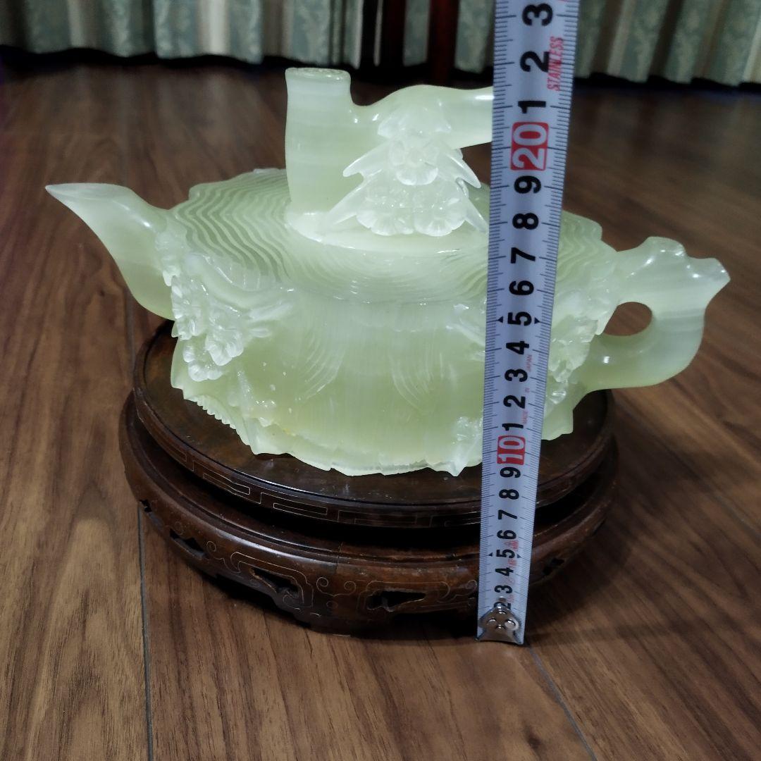 美品　希少　未使用　天然ぎょく彫刻急須