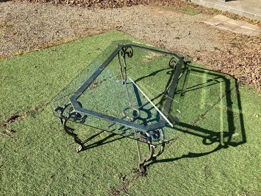 ガラステーブル　長方形　猫足　リビングテーブル　ローテーブル