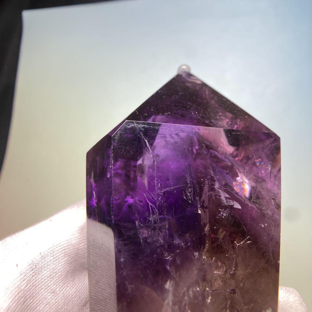 ちゅんちゅんアメジスト　ポイント　虹、キラキラ有り　345g