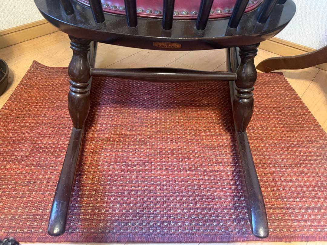 【】アンティーク風ロッキングチェア ダークブラウン