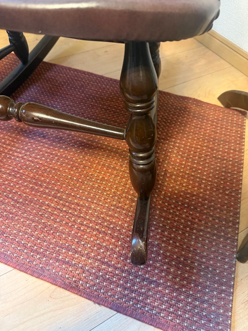 【】アンティーク風ロッキングチェア ダークブラウン