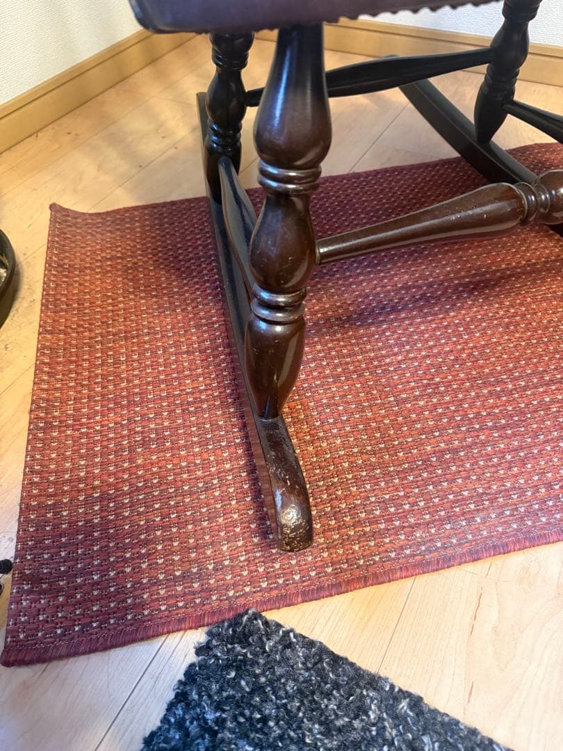 【】アンティーク風ロッキングチェア ダークブラウン