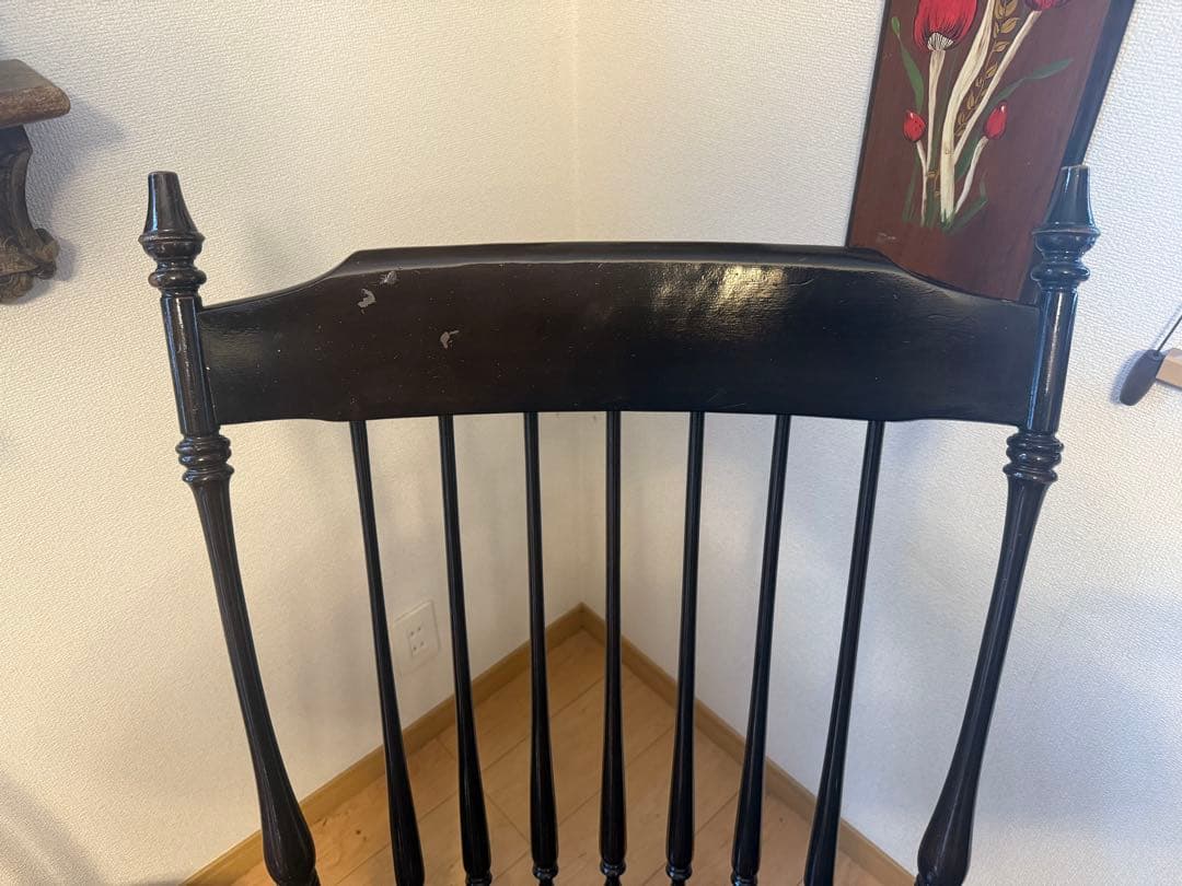 【】アンティーク風ロッキングチェア ダークブラウン