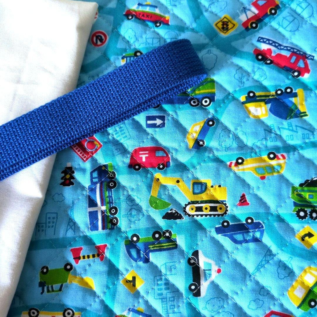 レッスンバッグ 40×30 サイズオーダー◎ 裏地付き【くるま水色キルティング】