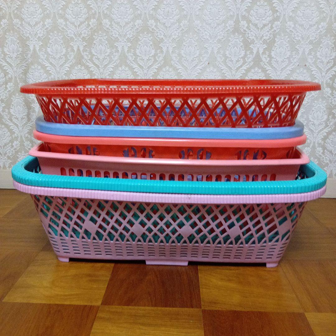 脱衣かご 6つまとめ売り 洗濯かご バスケット 昭和レトロポップ - メルカリ