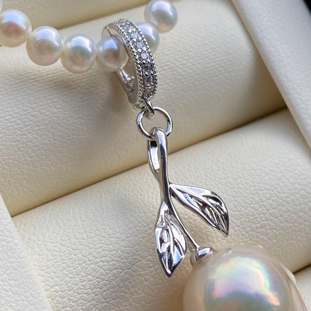 本真珠　淡水無核パールネックレストップ　天然希少カラー紫ピンク　PT721