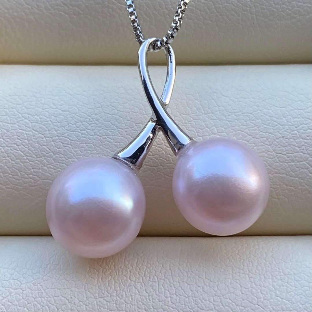 本真珠　淡水無核パールネックレストップ　天然希少カラー紫ピンク　PT721