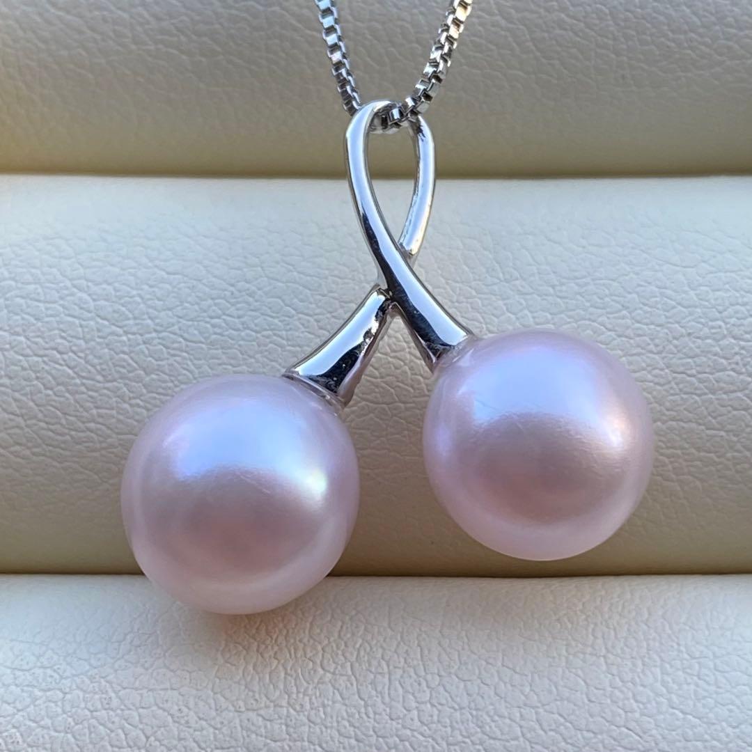 本真珠　淡水無核パールネックレストップ　天然希少カラー紫ピンク　PT721