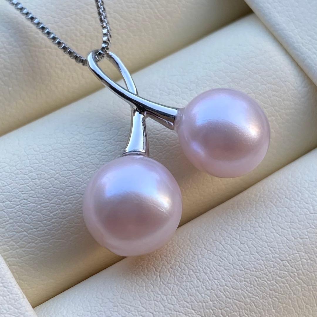 本真珠　淡水無核パールネックレストップ　天然希少カラー紫ピンク　PT721