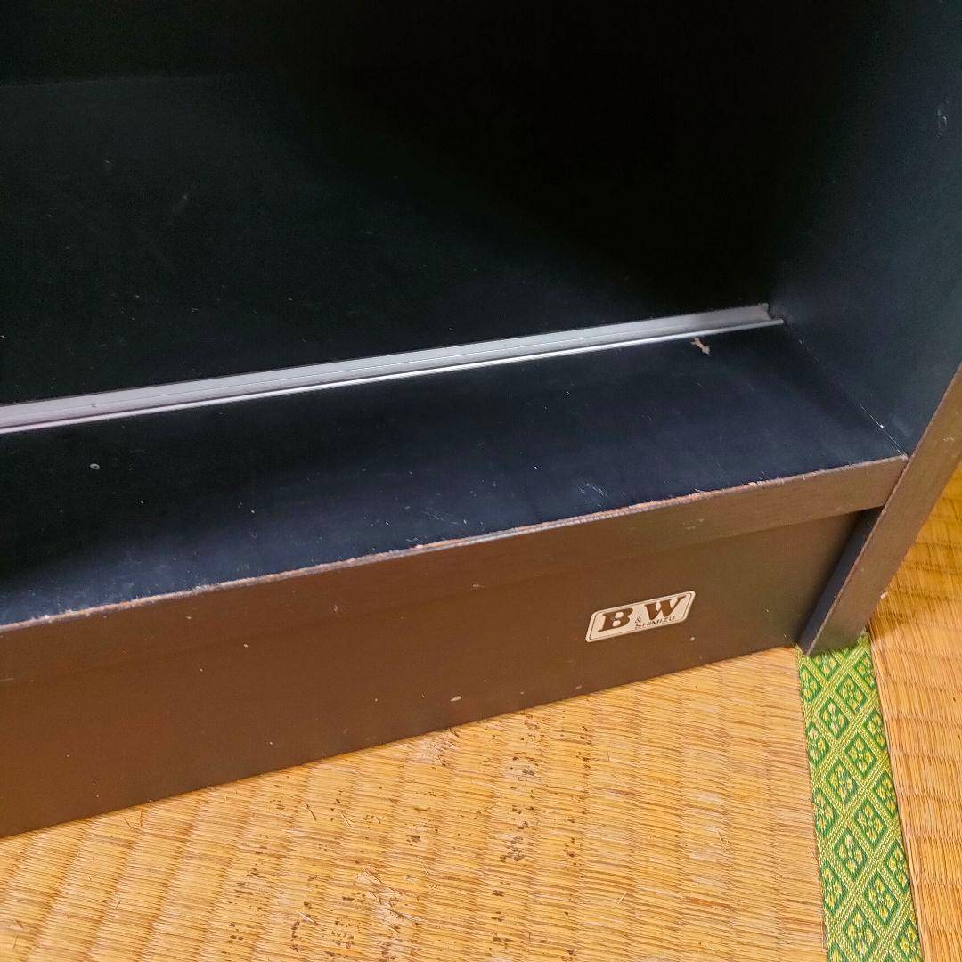 【昭和レトロ】黒の木製本棚 6段 スライド式 前後二列 ブラック木製本棚