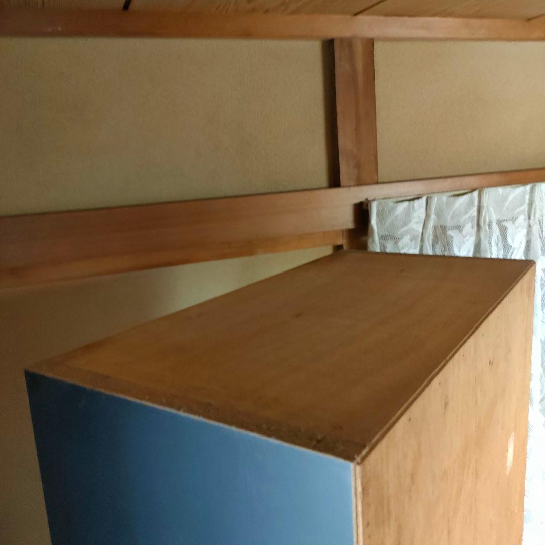 【昭和レトロ】黒の木製本棚 6段 スライド式 前後二列 ブラック木製本棚