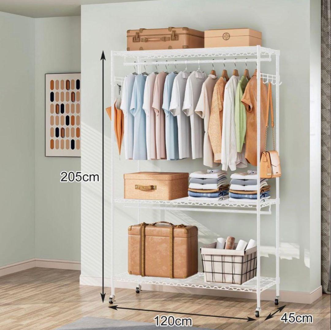 ハンガーラック ワードローブ キャスター付 洋服ラック 洋服掛け スチールラック