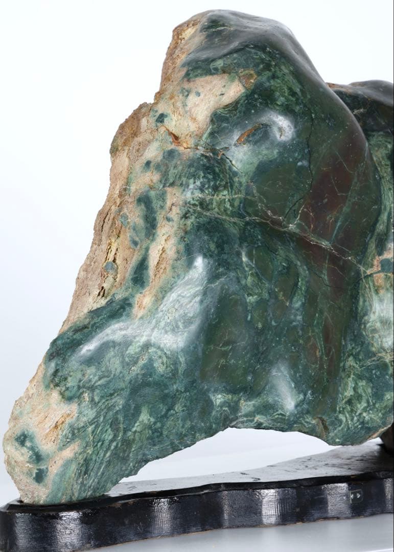 佐渡産 碧玉 五色石 緑玉石 緑石 鑑賞石15.4kg 台座付 水石 盆景 原石