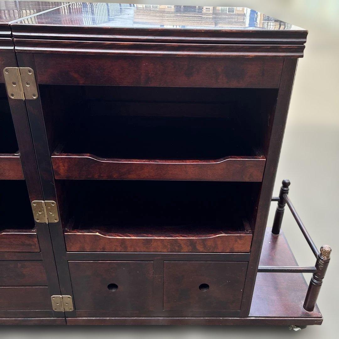 北海道民芸家具 多機能伸長式ワゴン キッチンワゴン 樺材 キャスター付 希少