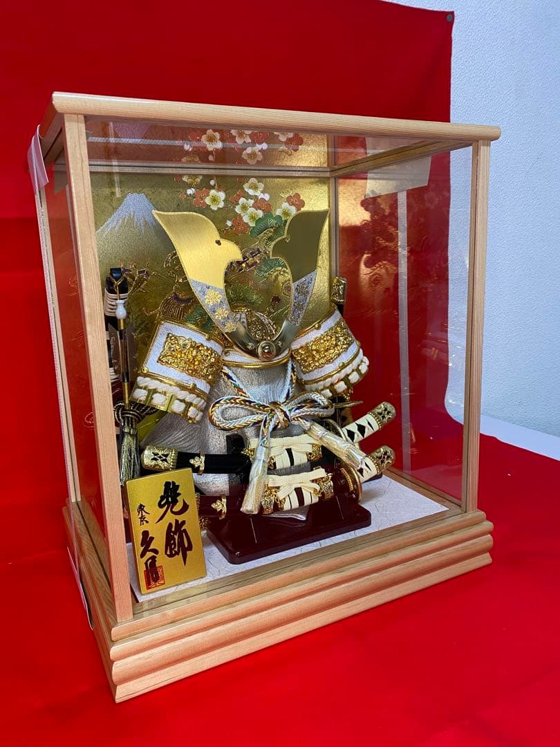 東京久月　五月人形　兜飾り　白木アクリルケース入