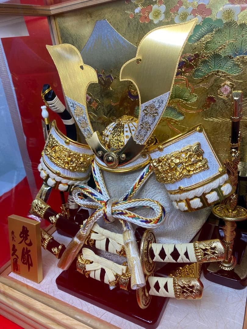 東京久月　五月人形　兜飾り　白木アクリルケース入