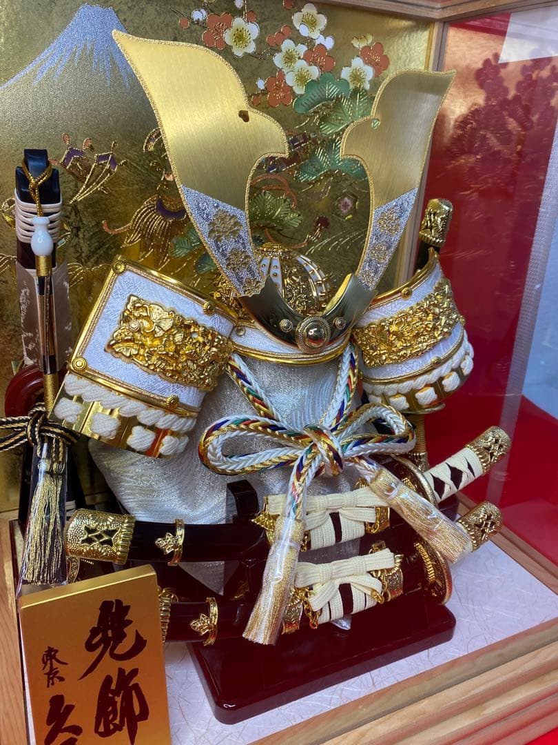 東京久月　五月人形　兜飾り　白木アクリルケース入