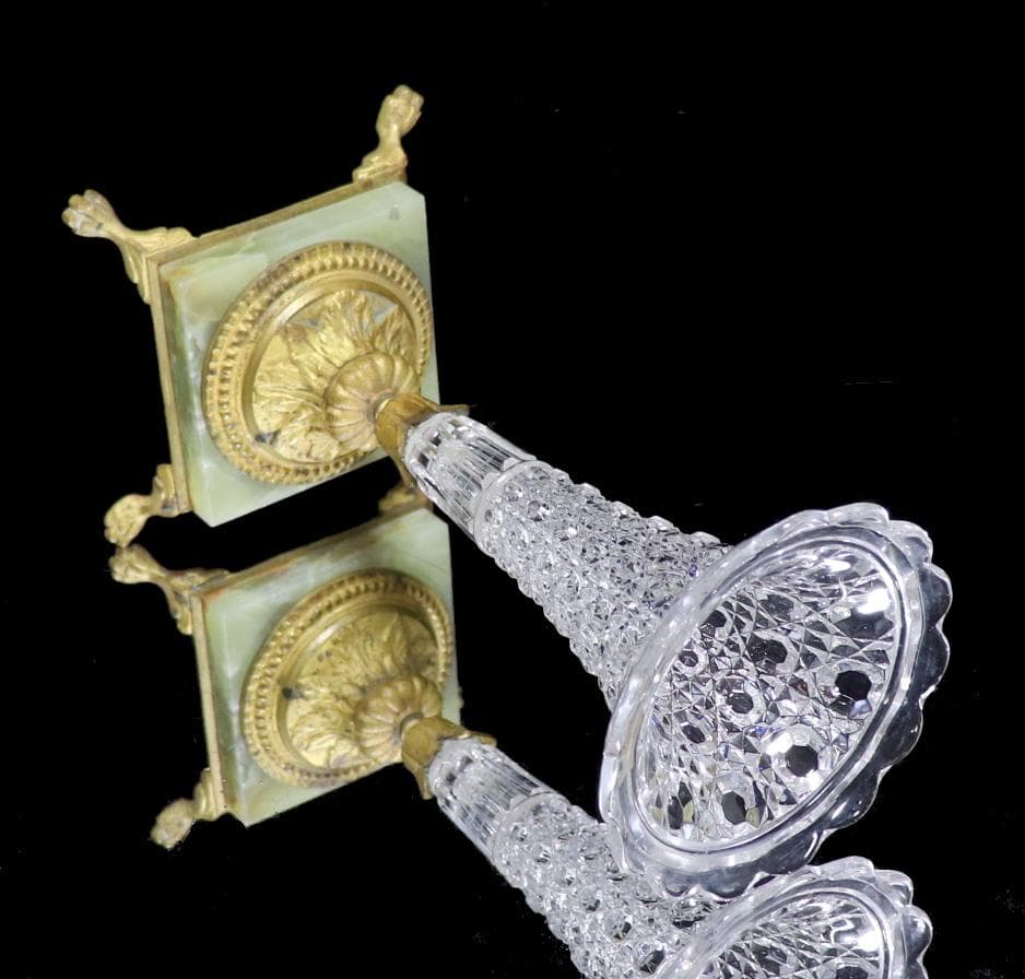 オールド・バカラ 1880年頃 美術館級 大型センターピース ブロンズ×大理石