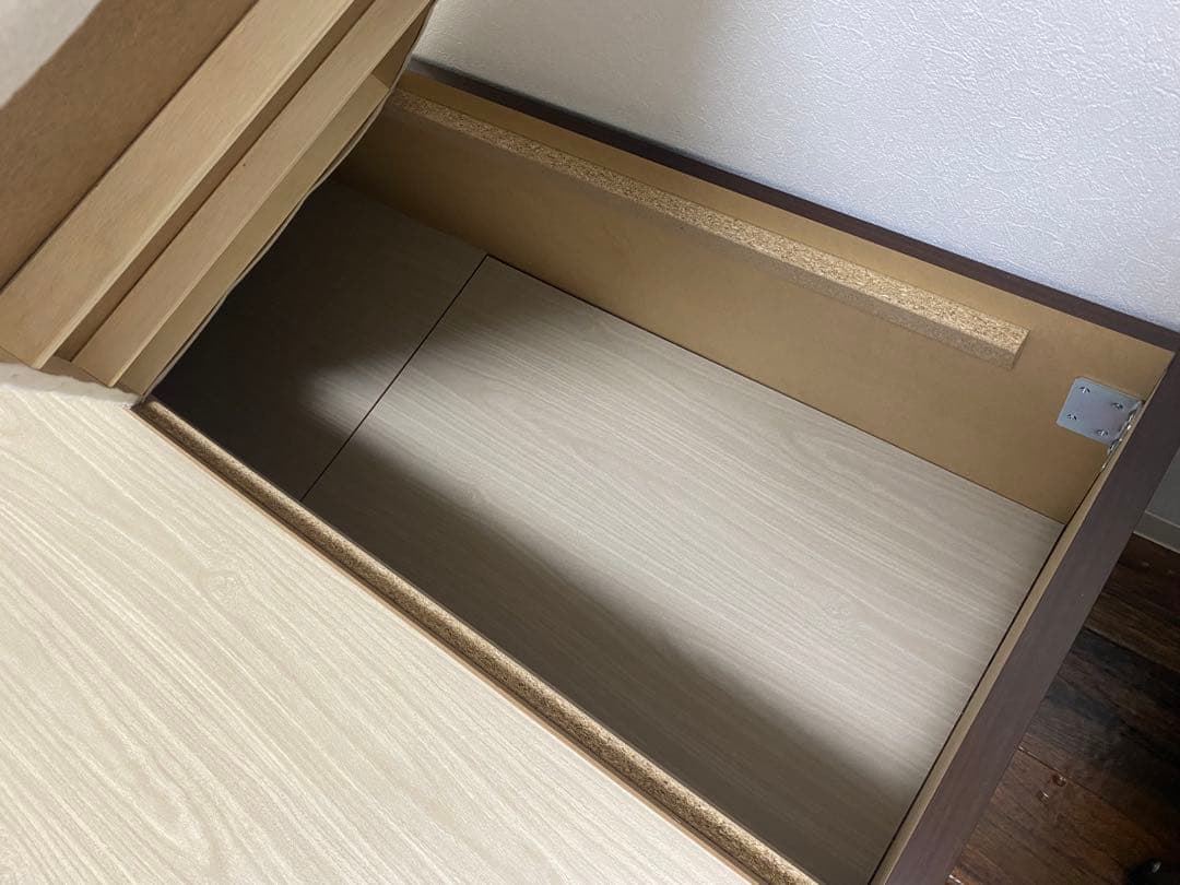 ショート丈シングル　チェストベッドフレーム　ダークブラウン98×185×41cm