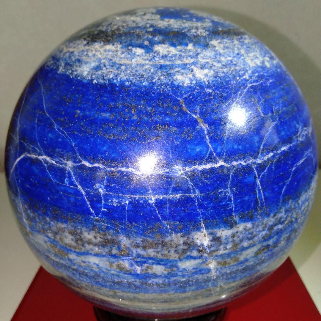 超大型 ラピスラズリ丸玉　4.3kg　鉱物　台付き１個