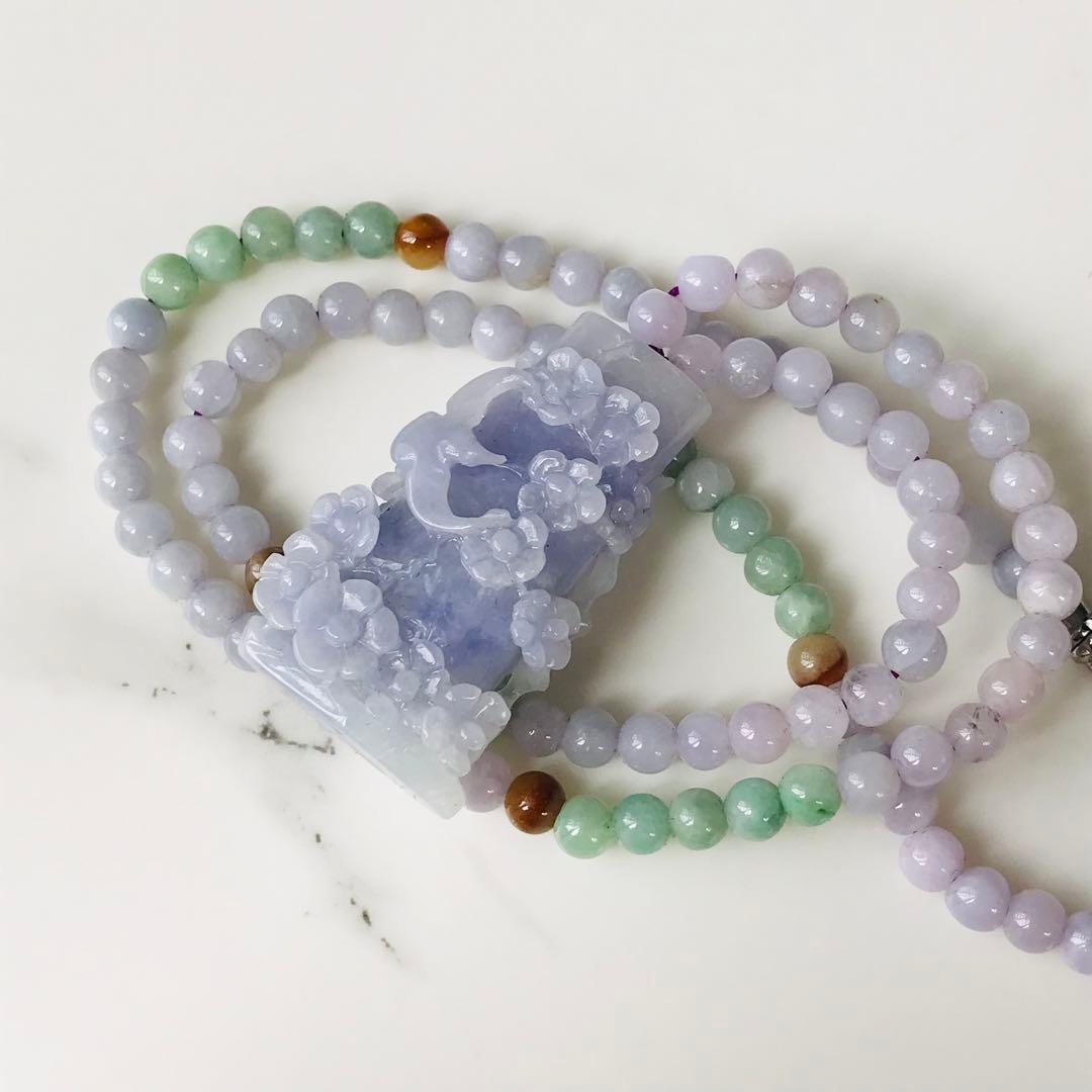 【P2174-001】翡翠　ミャンマー産　ペンダントトップ　ラベンダー