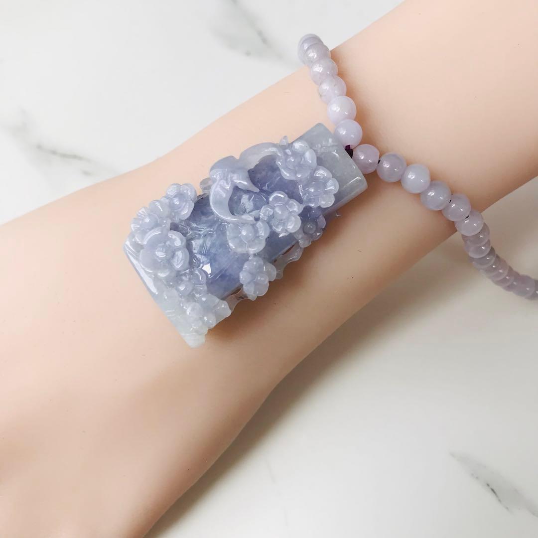 【P2174-001】翡翠　ミャンマー産　ペンダントトップ　ラベンダー