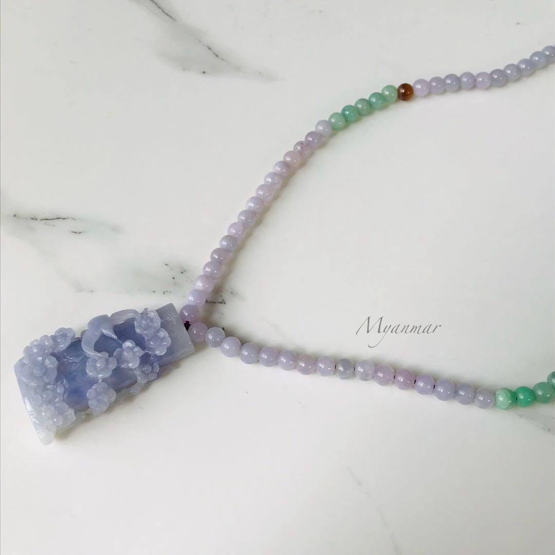 【P2174-001】翡翠　ミャンマー産　ペンダントトップ　ラベンダー