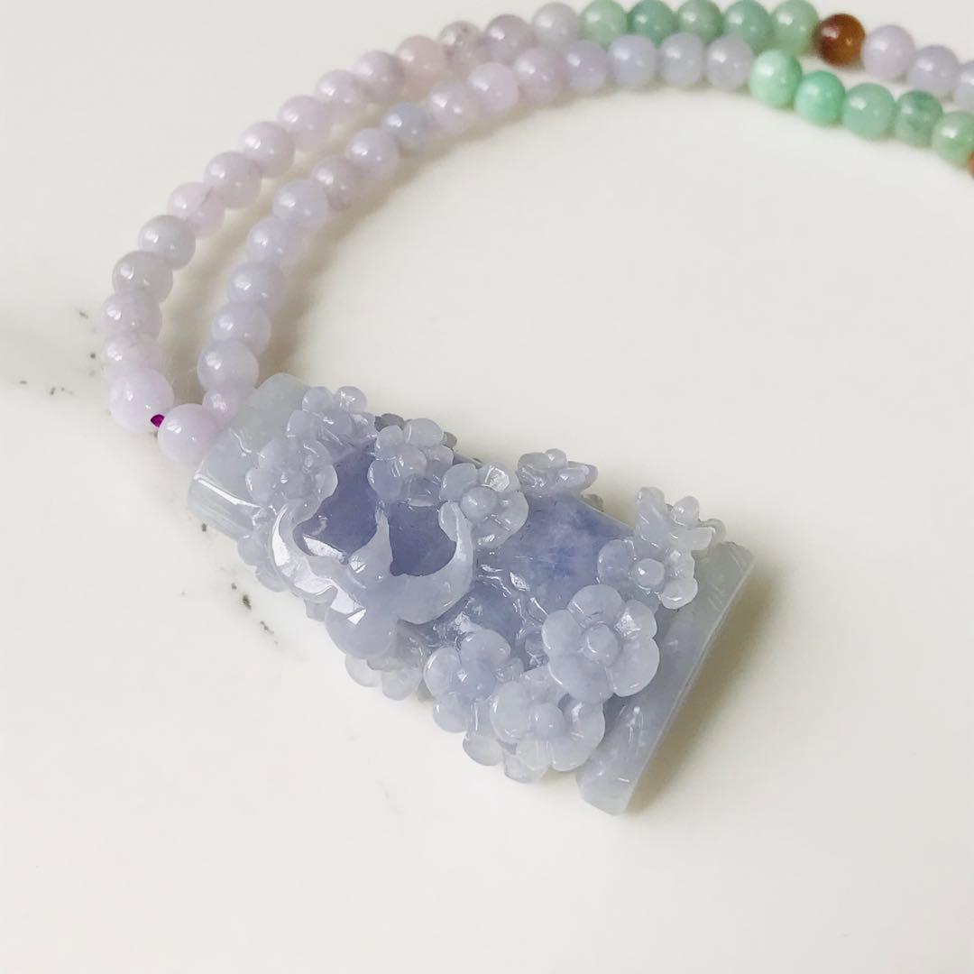 【P2174-001】翡翠　ミャンマー産　ペンダントトップ　ラベンダー